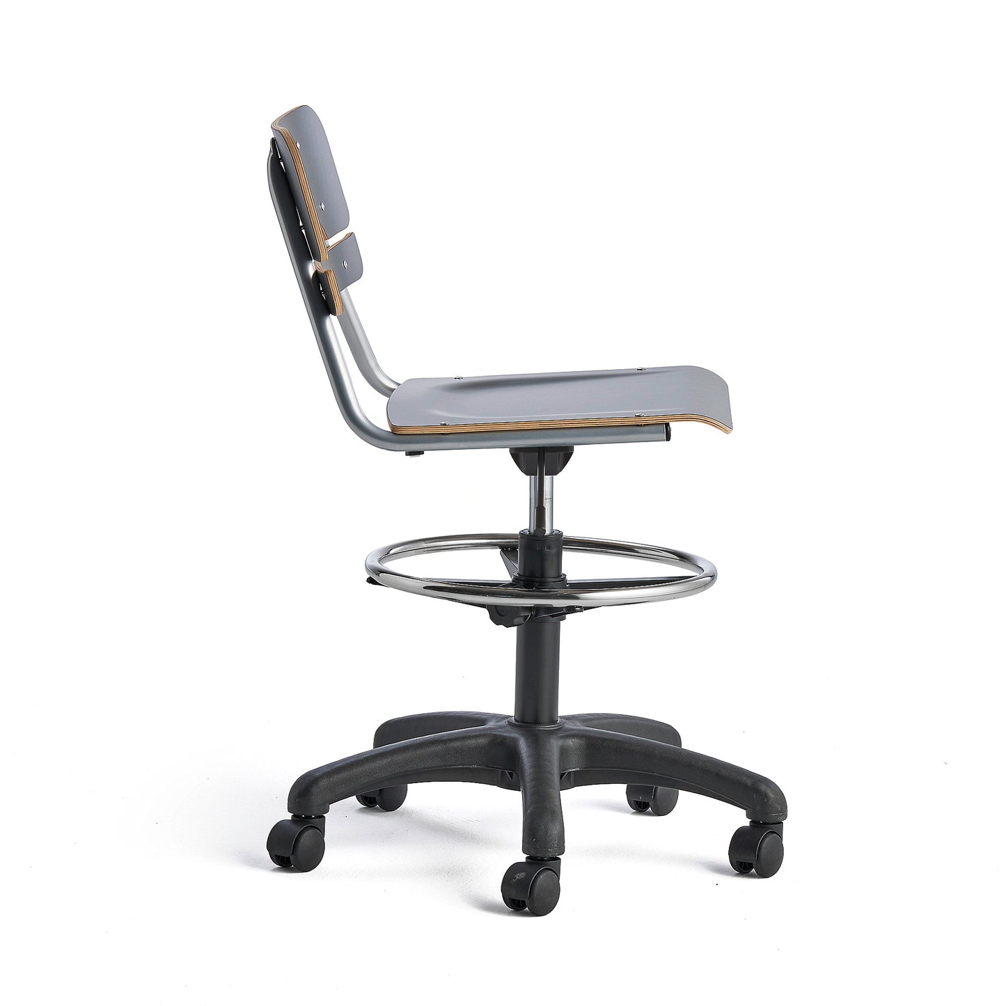 Stol LEGERE, hev/senk, stort sete, hjul, 530–720 mm, antrasitt