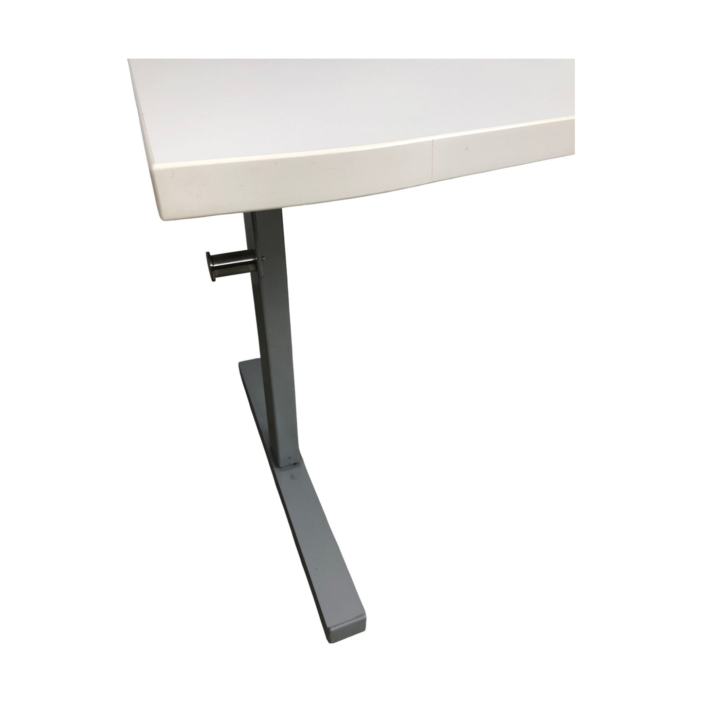 Elektrisk hev/senk skrivebord i hvit m/ grå ben, 180cm