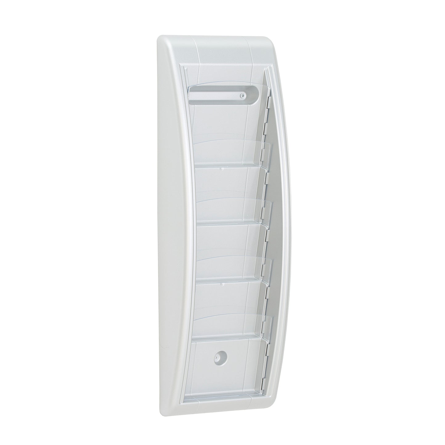 Brosjyrestativ PROMOTE, 5 rom, A5, sølv