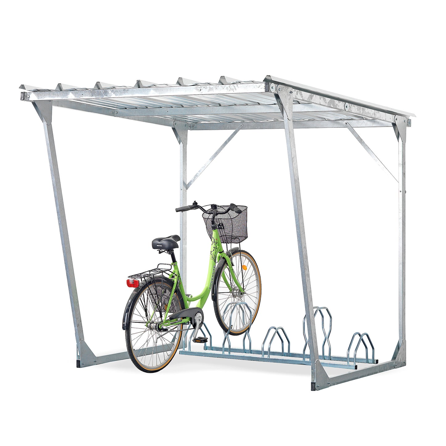 Sykkelgarasje galvanisert, H2170 B2000 D2250 mm, ekskl. sykkelstativ fra AJ Produkter