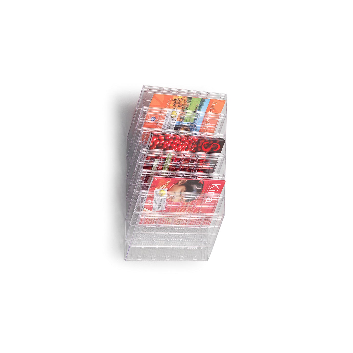 Brosjyrestativ INFORM, 6 rom, A4, liggende, transparent