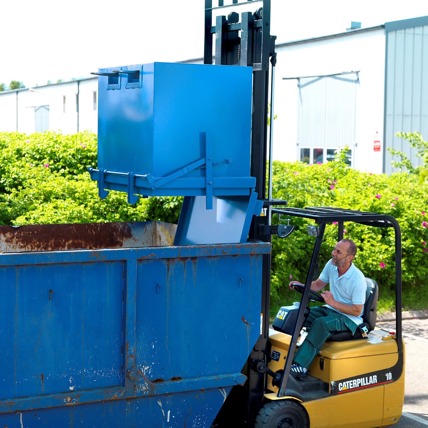 Container AMASS, bunntømmende, 1000 l, blå