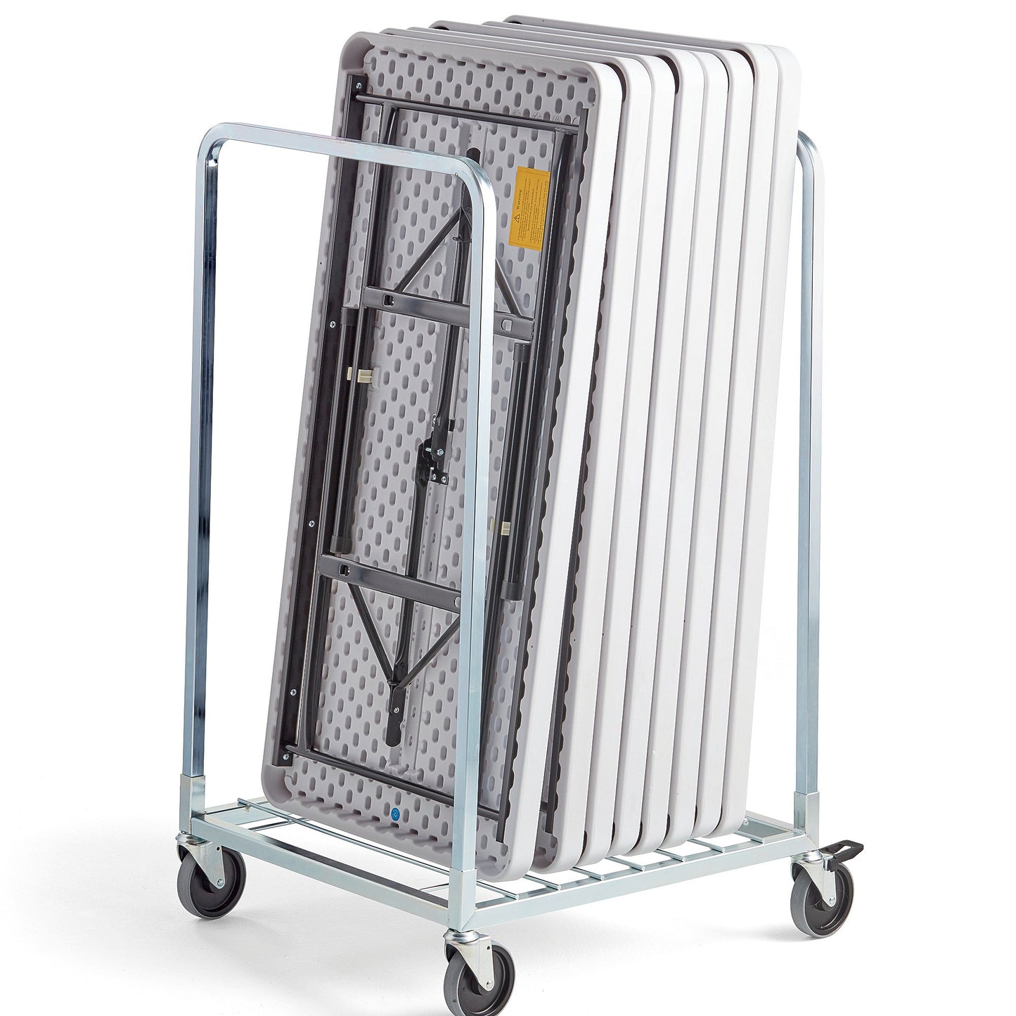 8 bord KLARA, L1220 B610 mm, grå, inkl. 1 bordvogn