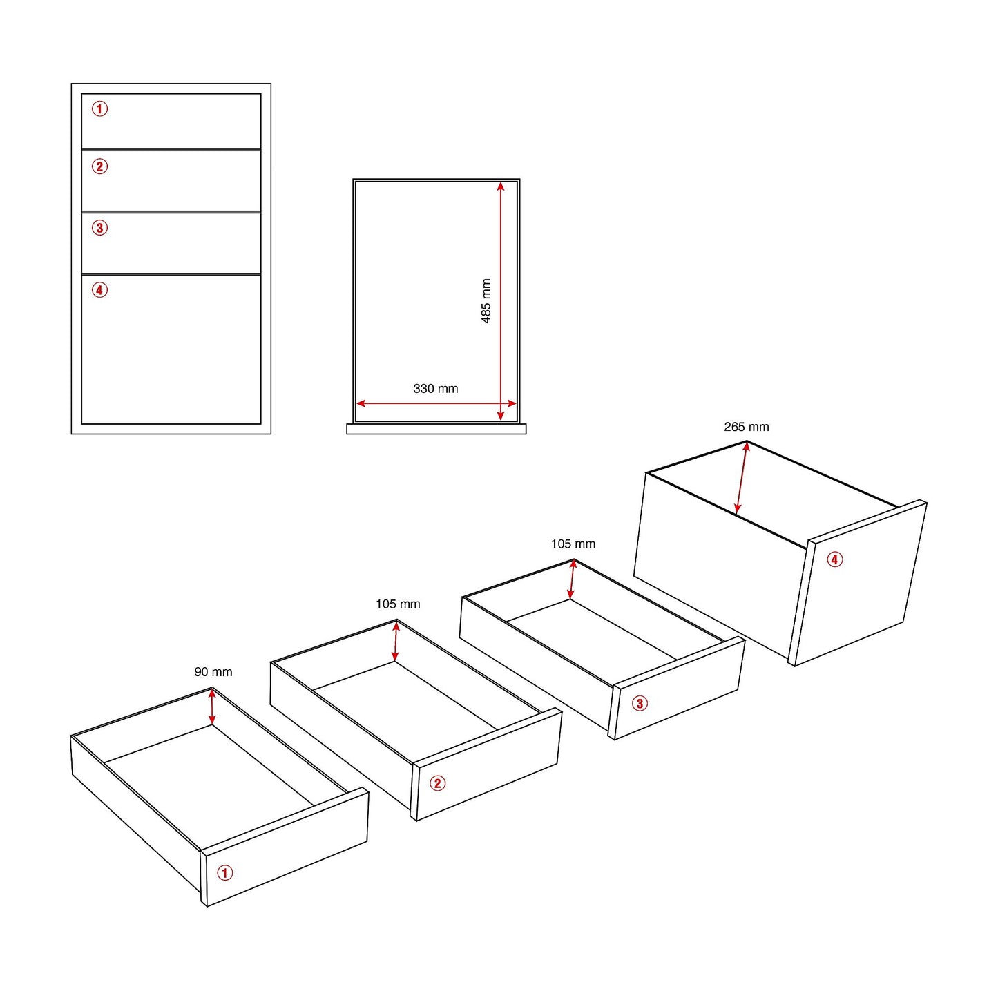 Skuffeseksjon FLEXUS for hengemapper, D800 mm, grå laminat
