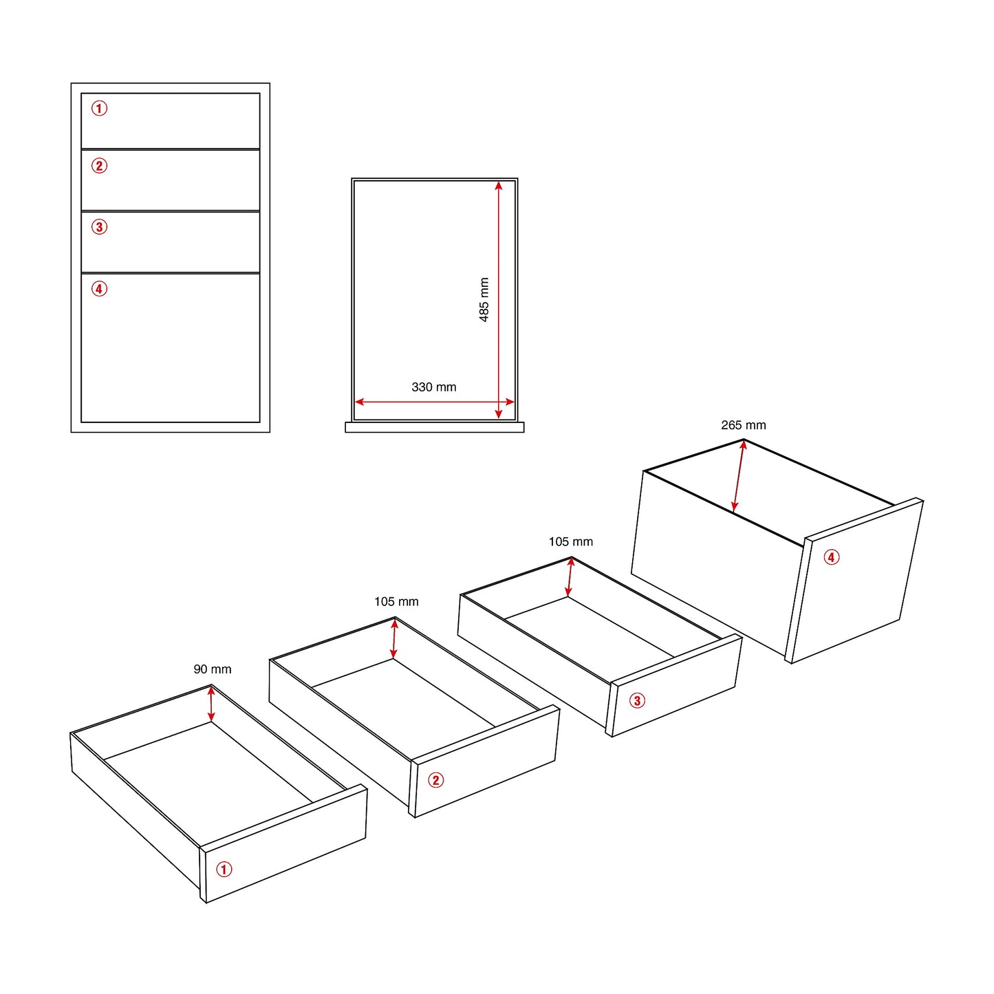 Skuffeseksjon FLEXUS, for hengemapper, D60 cm, hvit laminat