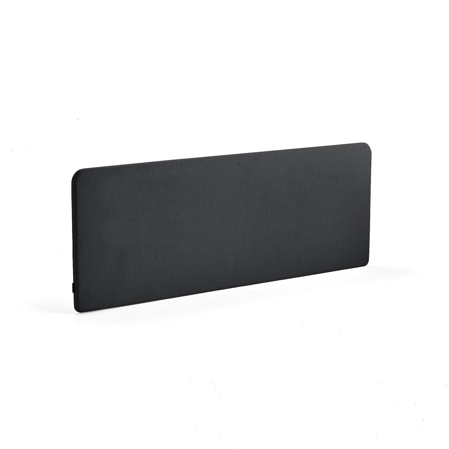 Bordskjerm ZONE, svarte beslag, B1800 H650 T36 mm, stoff Hush, mørk grå