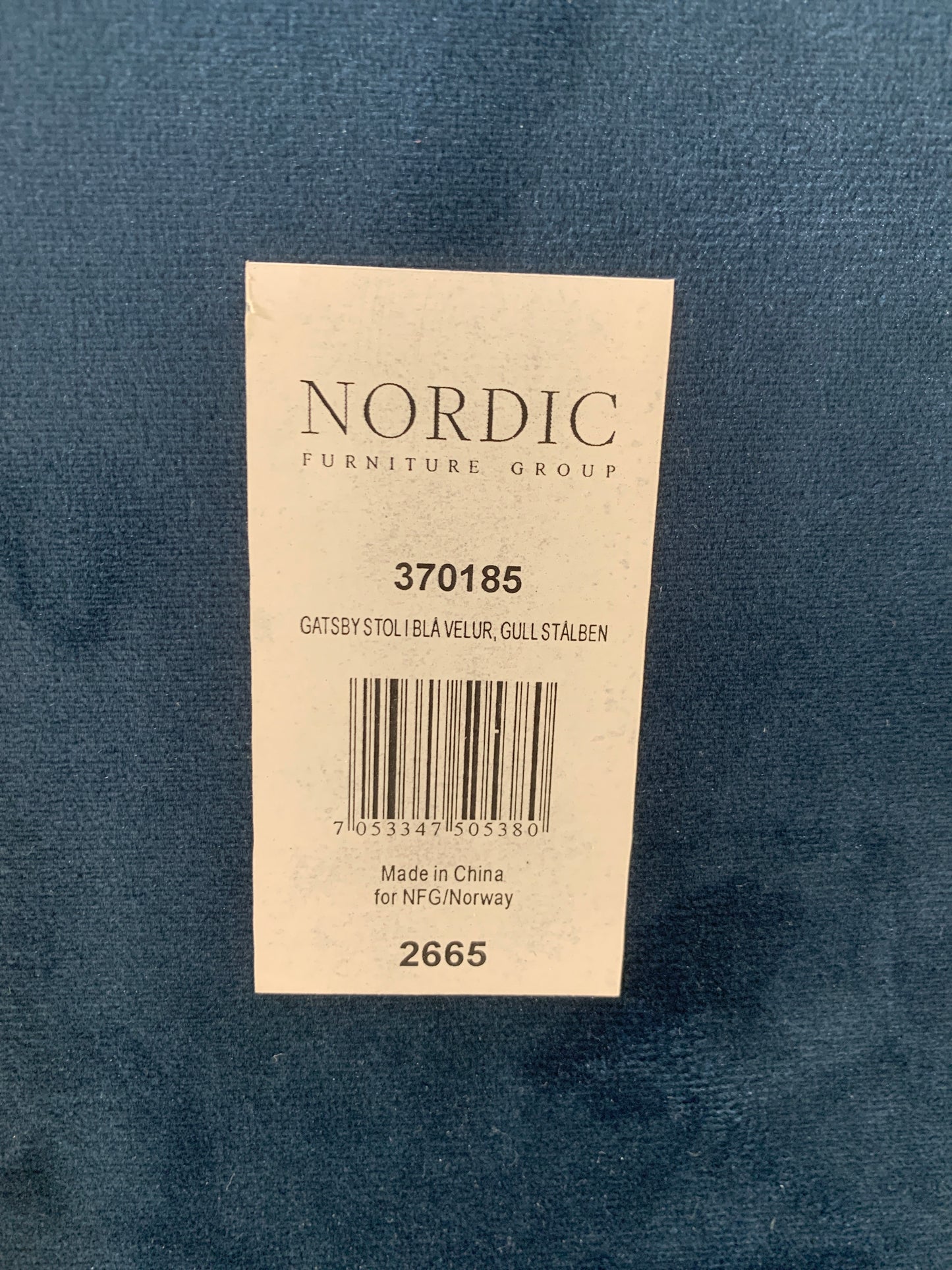 Blå Nordic velur lenestol