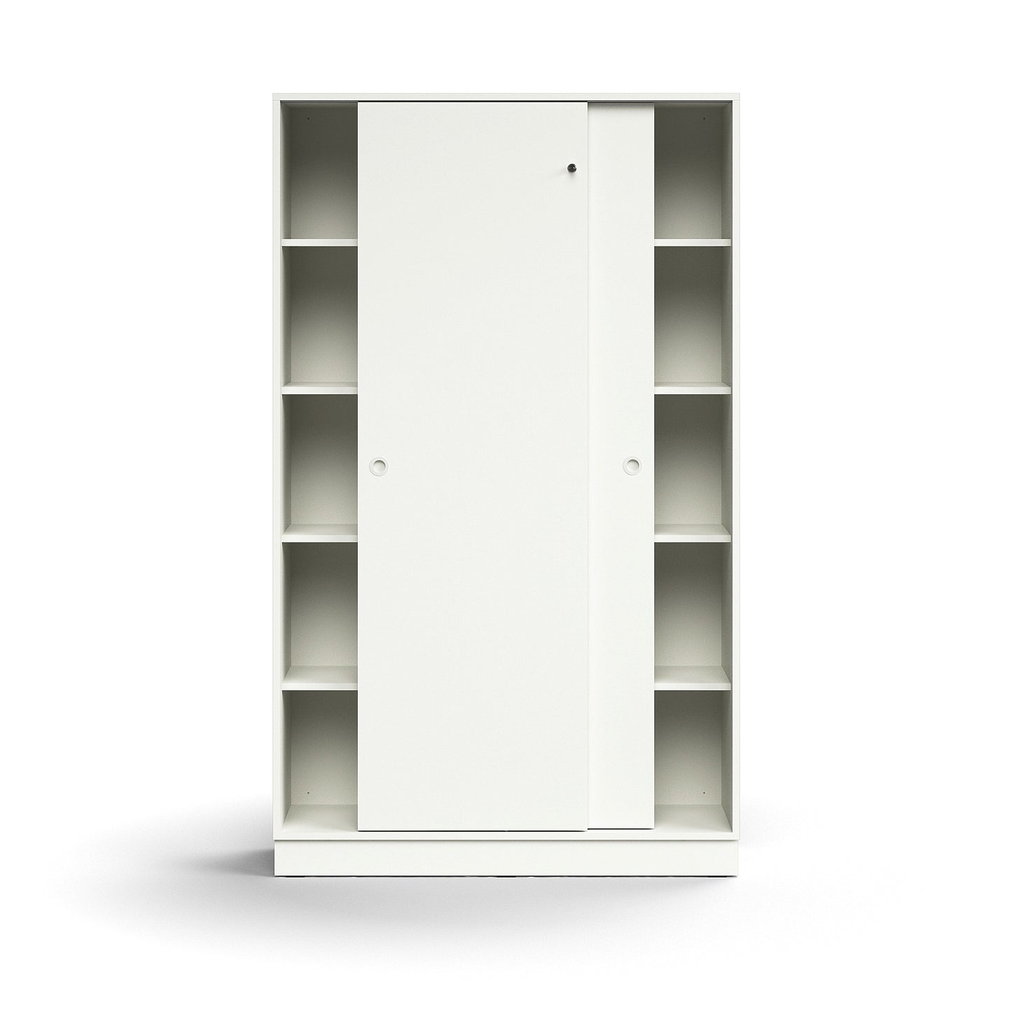 Helt nytt | Skap QBUS, låsbare skyvedører m/håndtak, 4 hyller, sokkel, H2020 B1200 D400 mm, hvit