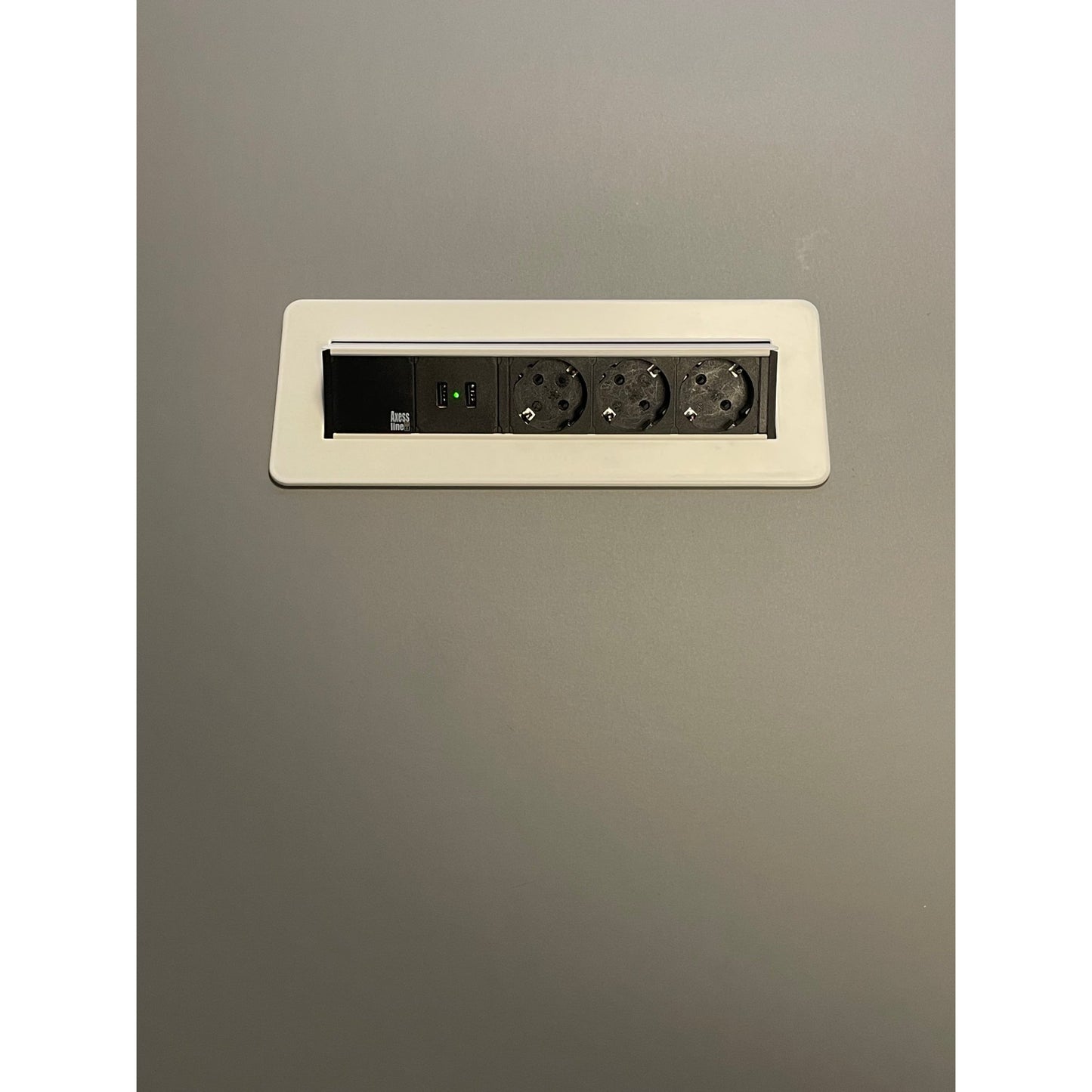 Møtebord, grå plate med sort understell, 180x100 cm