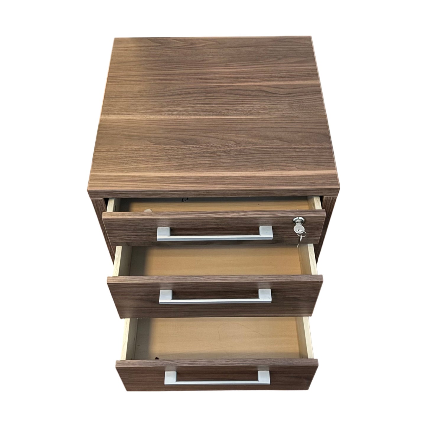 Låsbar skuffeseksjon på hjul med 4 skuffer