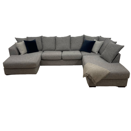 Nyrenset | Stor grå u-sofa med sjeselong