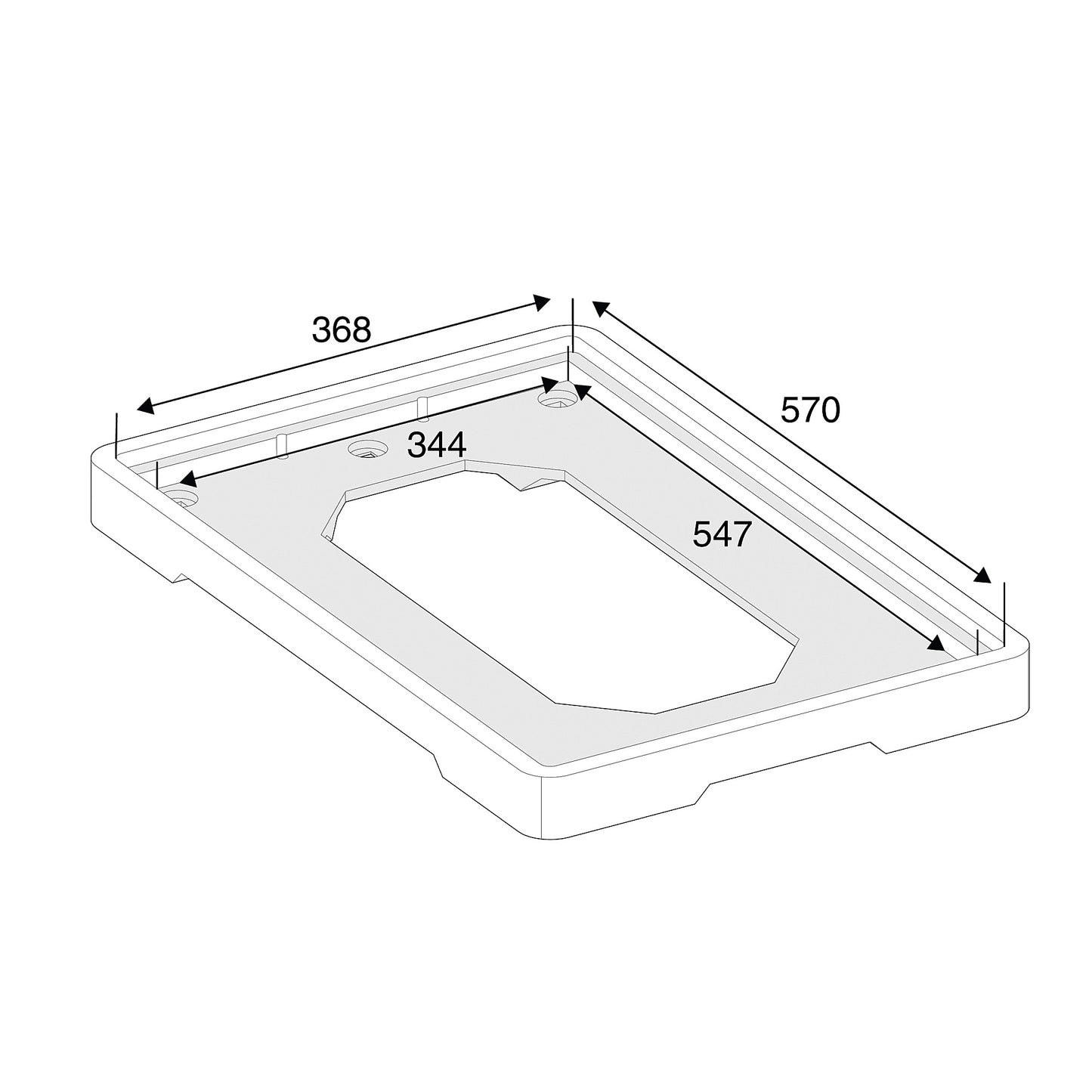 Plasttralle, kapasitet 200 kg, L605 B400 mm