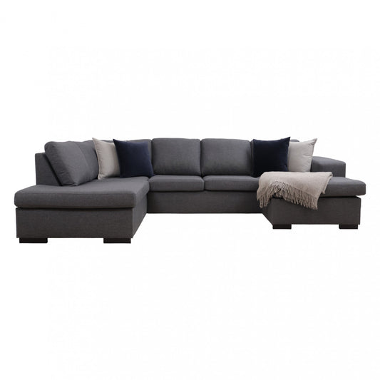 Nyrenset | Mørk grå Memphis u-sofa med sjeselong fra Trademax