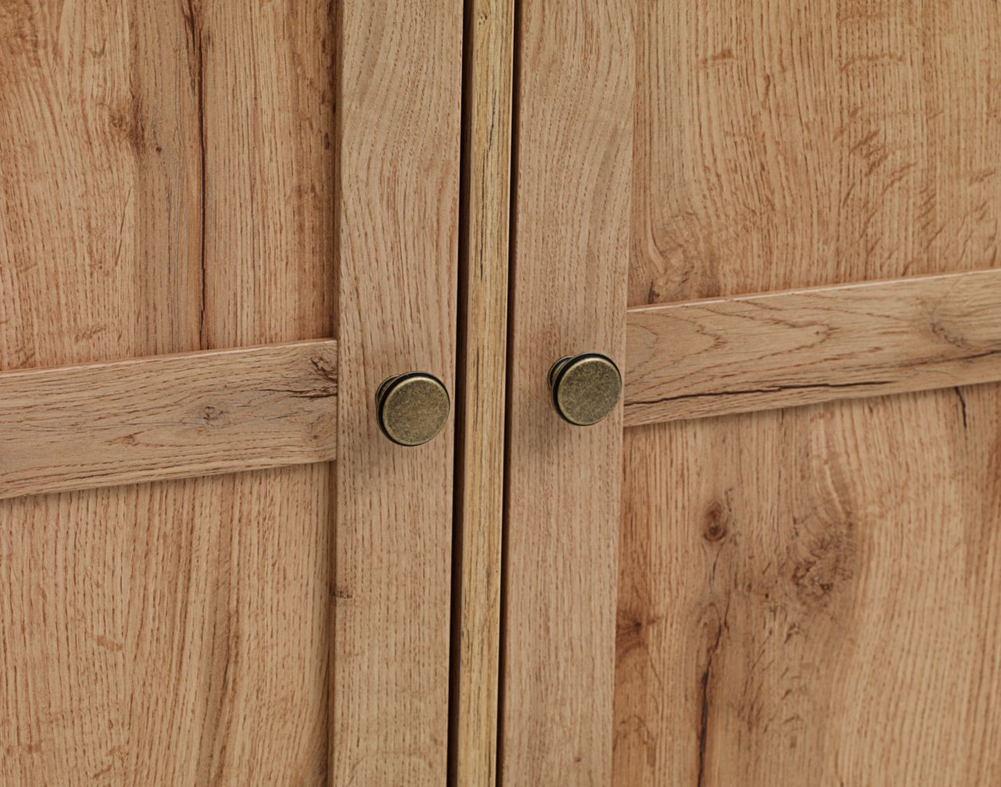 Uåpnet og flatpakket | SKALS skap med 2 dører, eikefarget