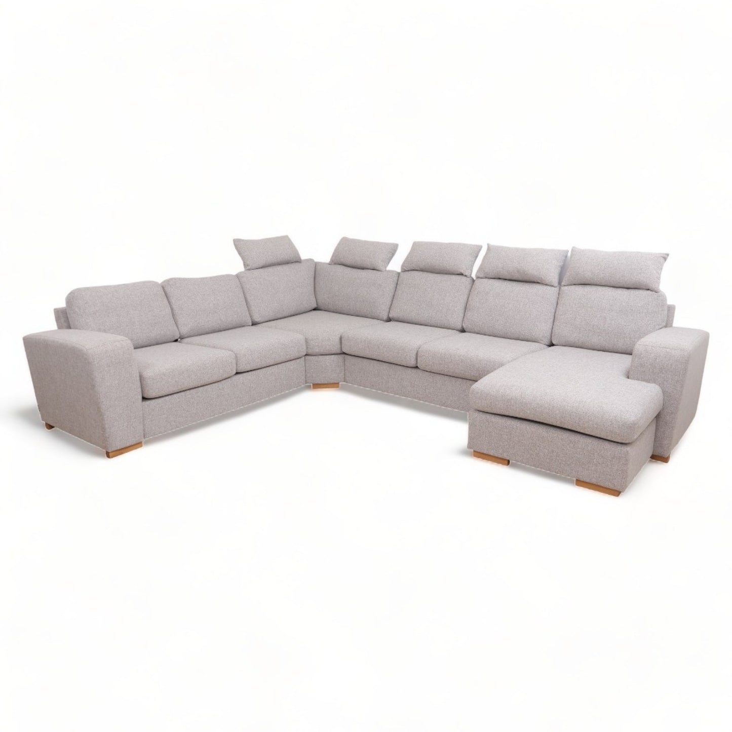 Nyrenset | Lys grå/brun Easy u-sofa med sjeselong fra Scapa