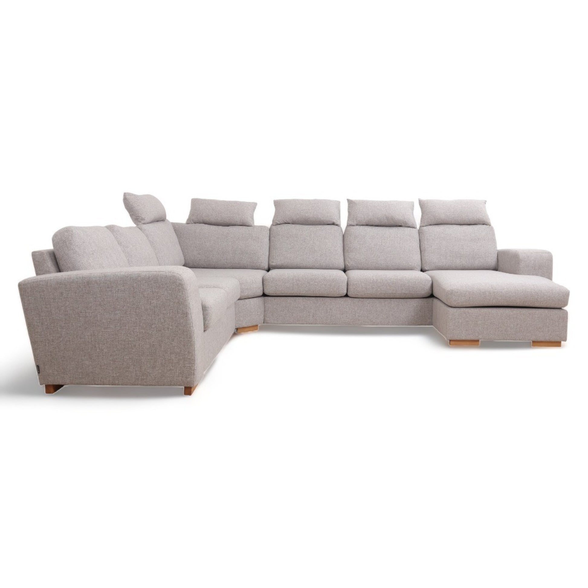 Nyrenset | Lys grå/brun Easy u-sofa med sjeselong fra Scapa