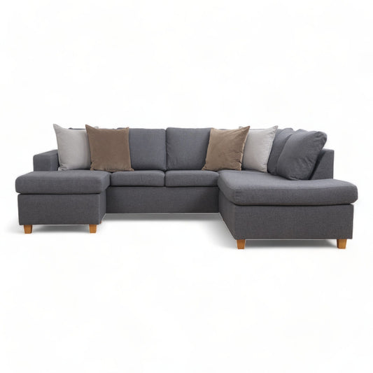Nyrenset | Mørk grå Trademax u-sofa med sjeselong