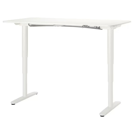 Pent brukt | 160×80, IKEA Bekant elektrisk hev/senk skrivebord, helhvit