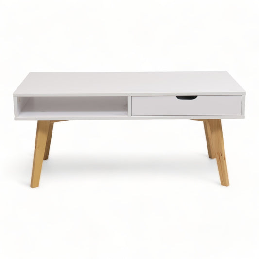 Kvalitetssikret | Moderne Jysk sofabord i hvit med eikebein