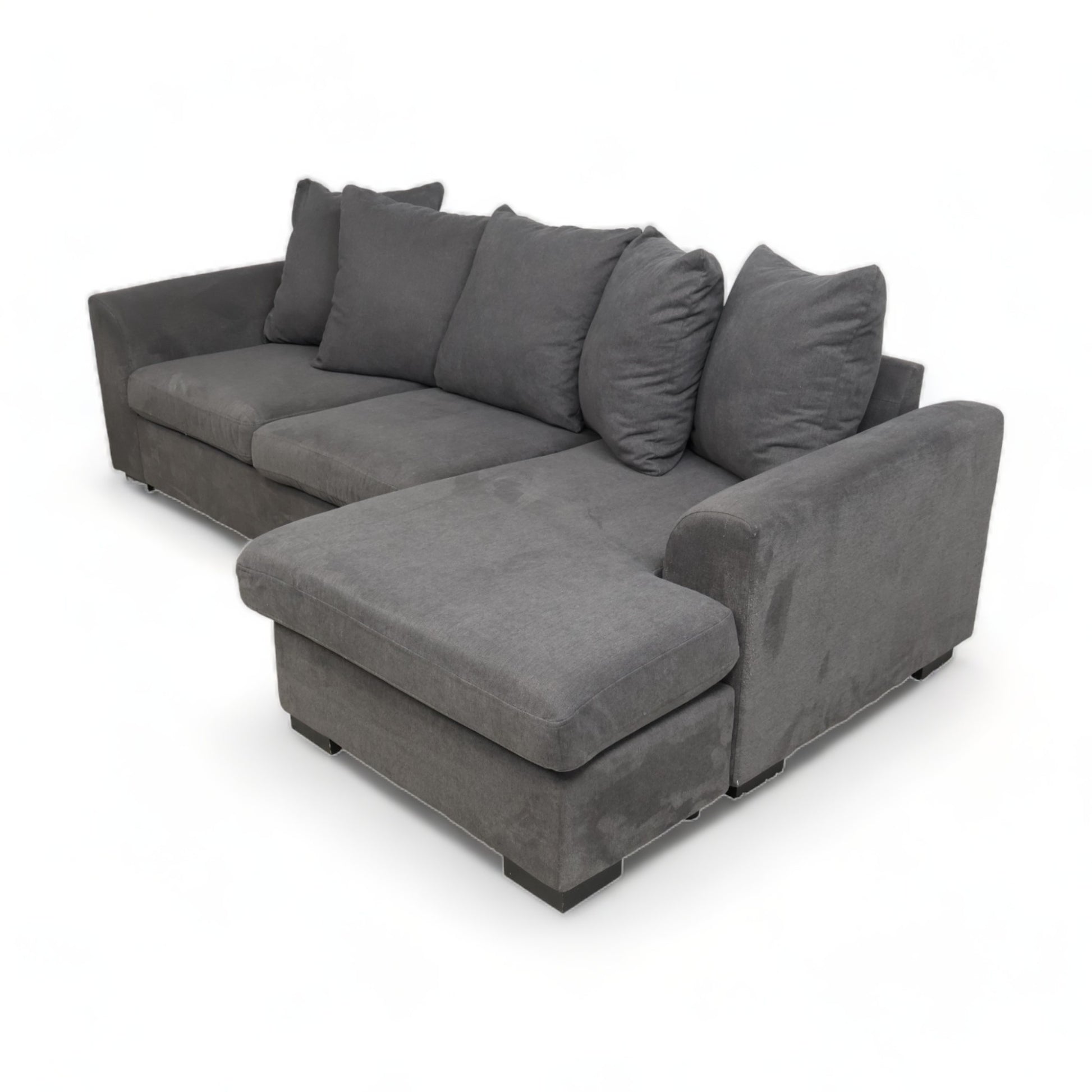 Nyrenset | Mørk grå sofa med sjeselong