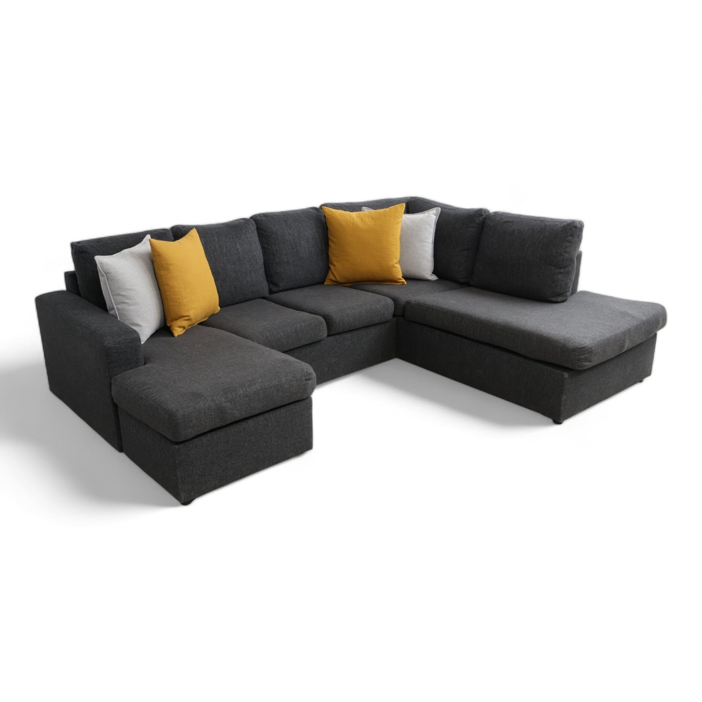 Nyrenset | Mørk grå u-sofa med sjeselong