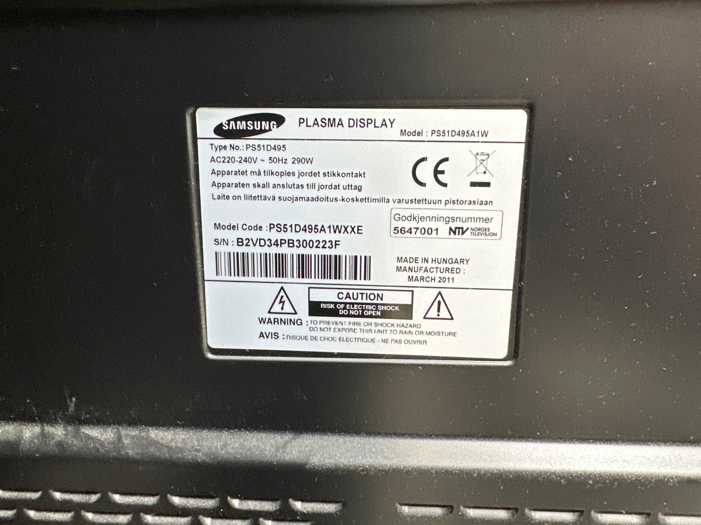 Samsung 51-tommers Plasma-TV