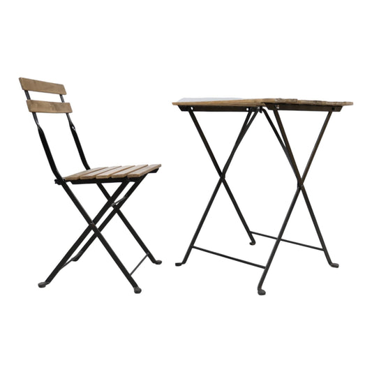 Kvalitetssikret | IKEA TÄRNÖ Bord + 1 stol, utendørs, svart/lys brunbeiset