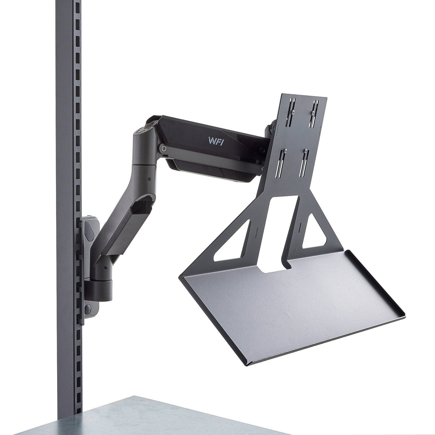 Helt nytt | Skjermholder til arbeidsbenk ROBUST/SOLID/VERVE, inkl. tastaturhylle, justerbar arm