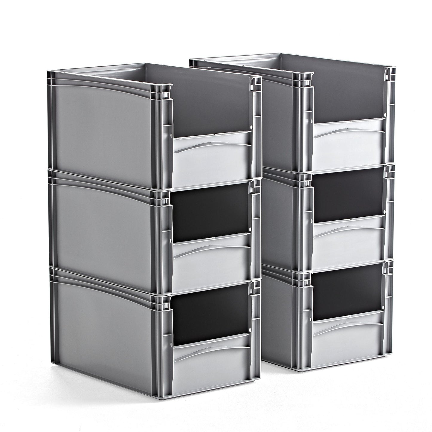 Helt nytt | Plastbakke FRASER, L60 B40 H32 cm, 6-pk, grå