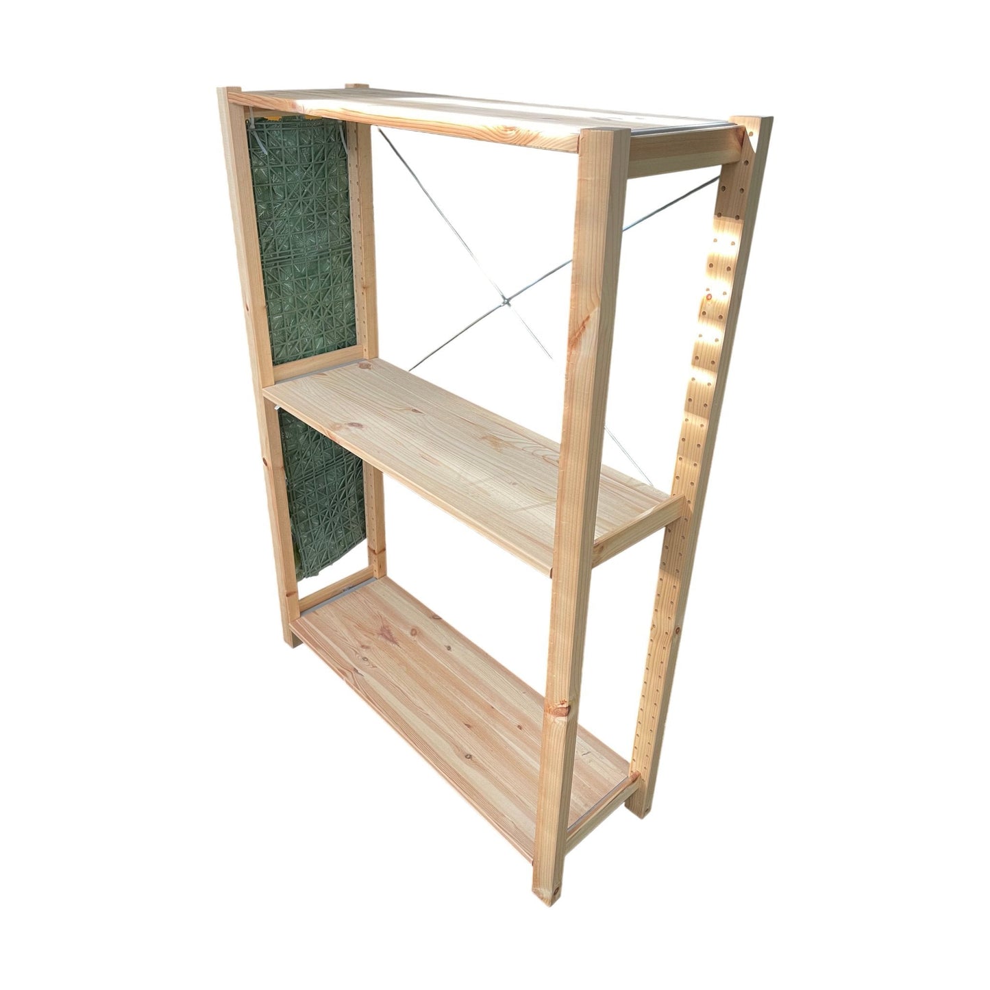 IVAR hylle i furu med kunstig planter, 89x31x124 cm