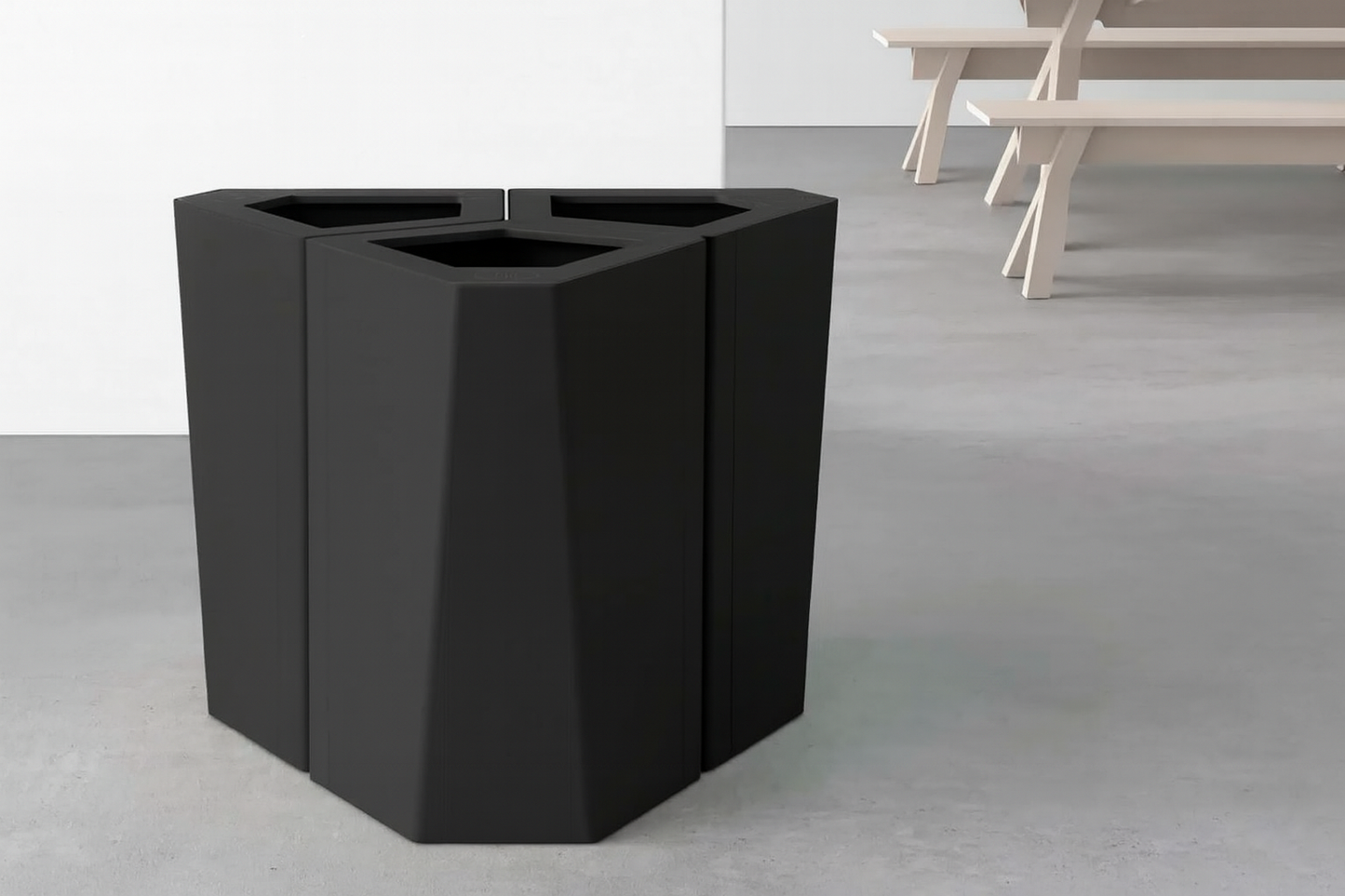 Trece kit avfallsbeholder, sett med 3stk