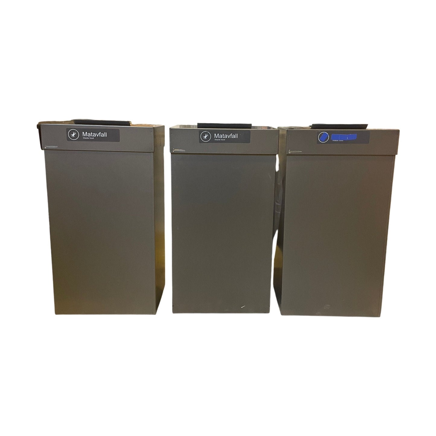 Sett med 3 stk. avfallsbøter med håndtak lokk, 43x32x79 cm