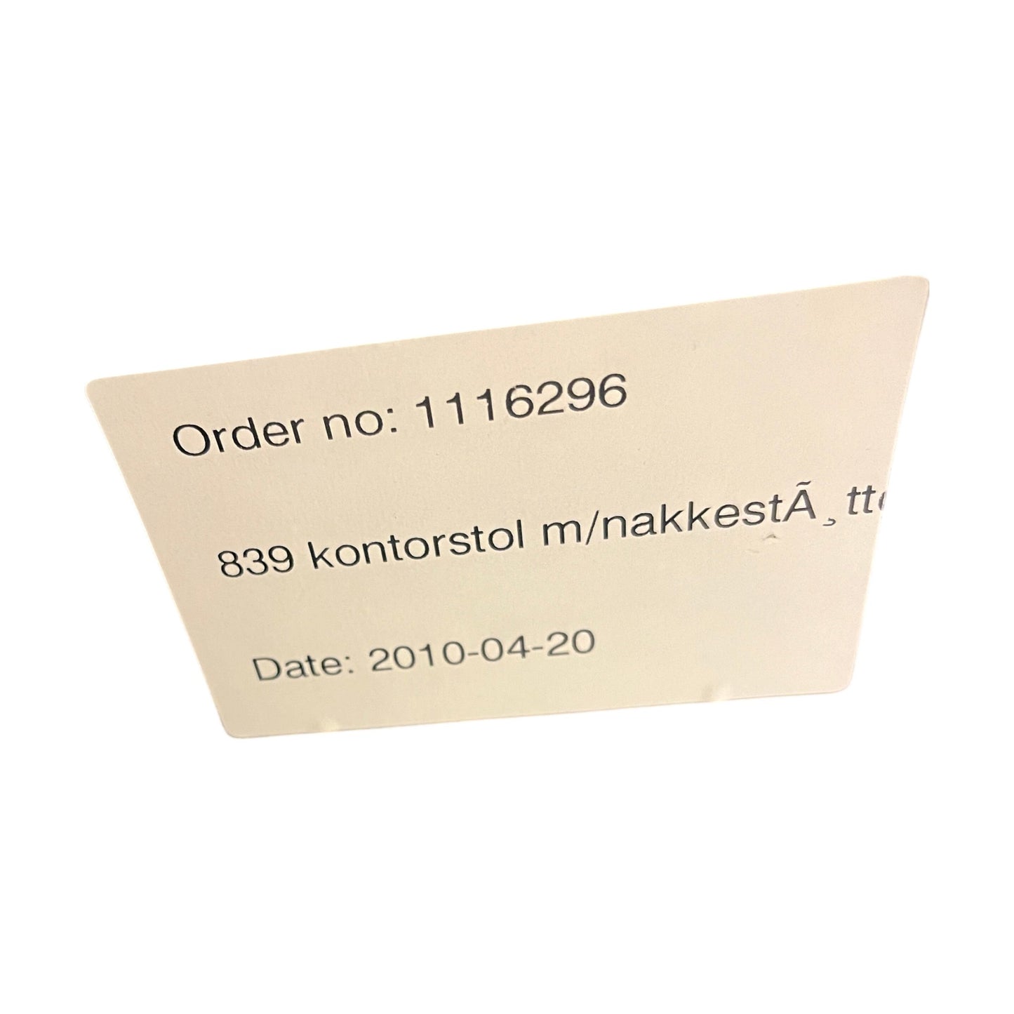 Kinnarps 839 kontorstol m/nakkestøtte og armlener