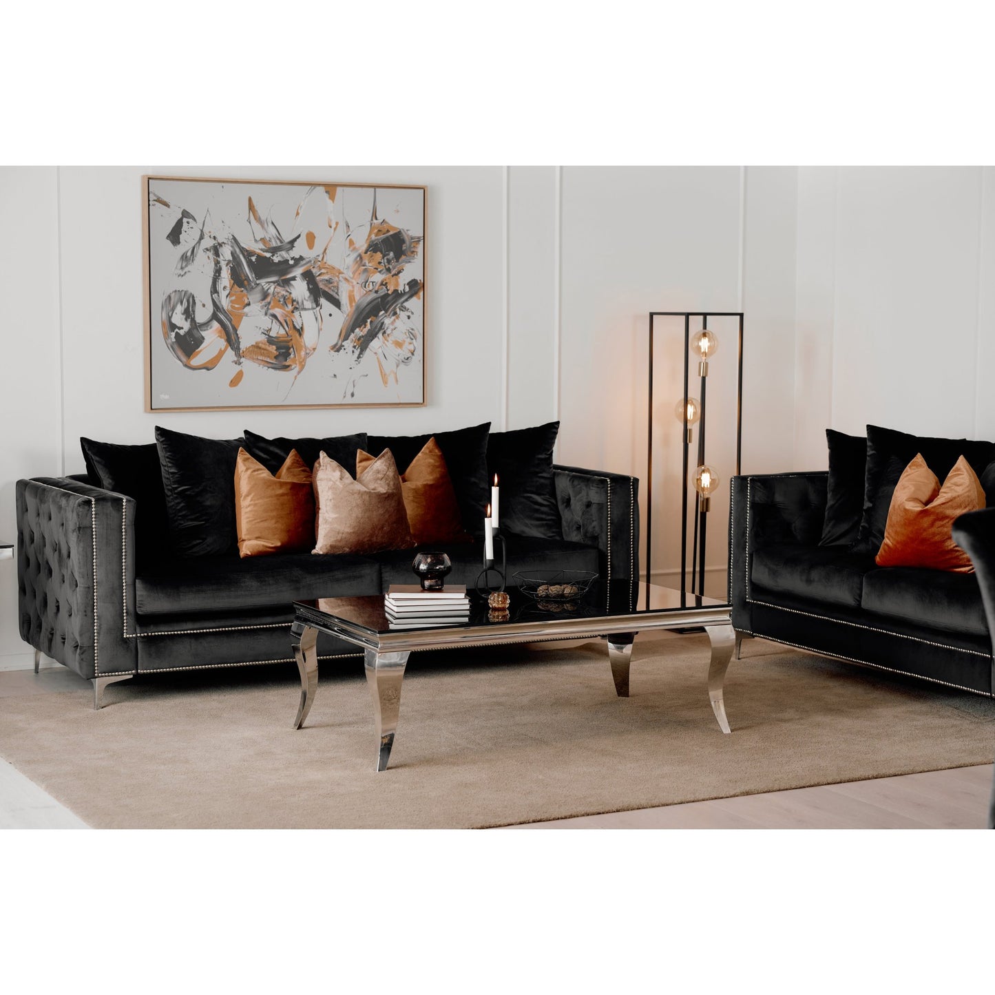 Lavezzi sofabord fra A-Møbler, 130x70 cm, sort glass