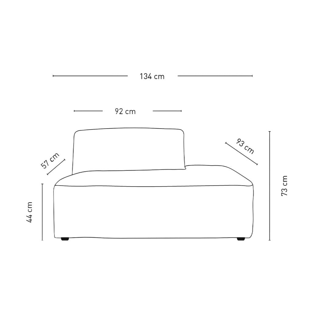 Isa modulsofa fra Kid, åpen ende høyre 134x93x73 cm