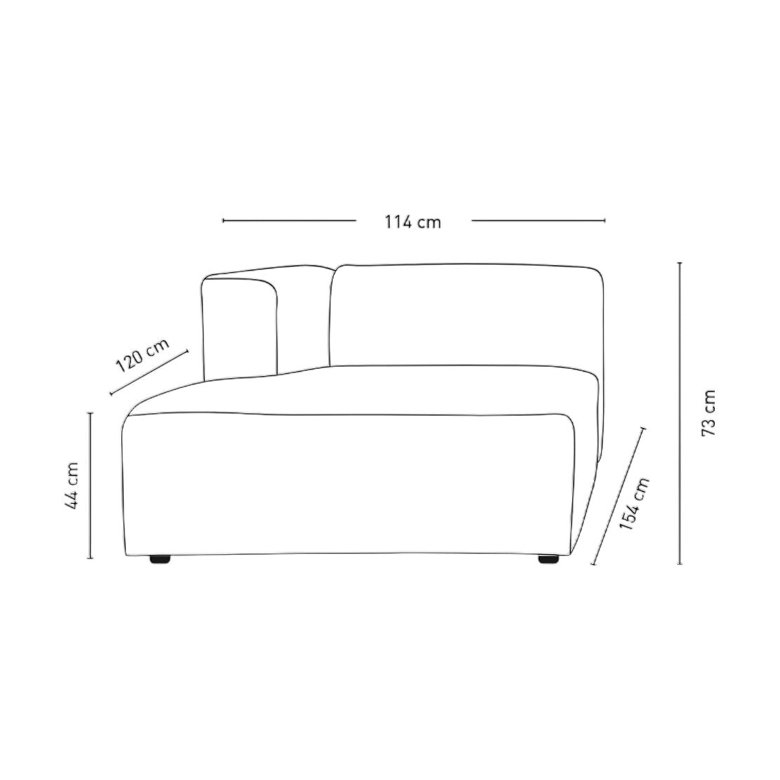Isa modulsofa sjeselong fra Kid - 114x154x73 cm