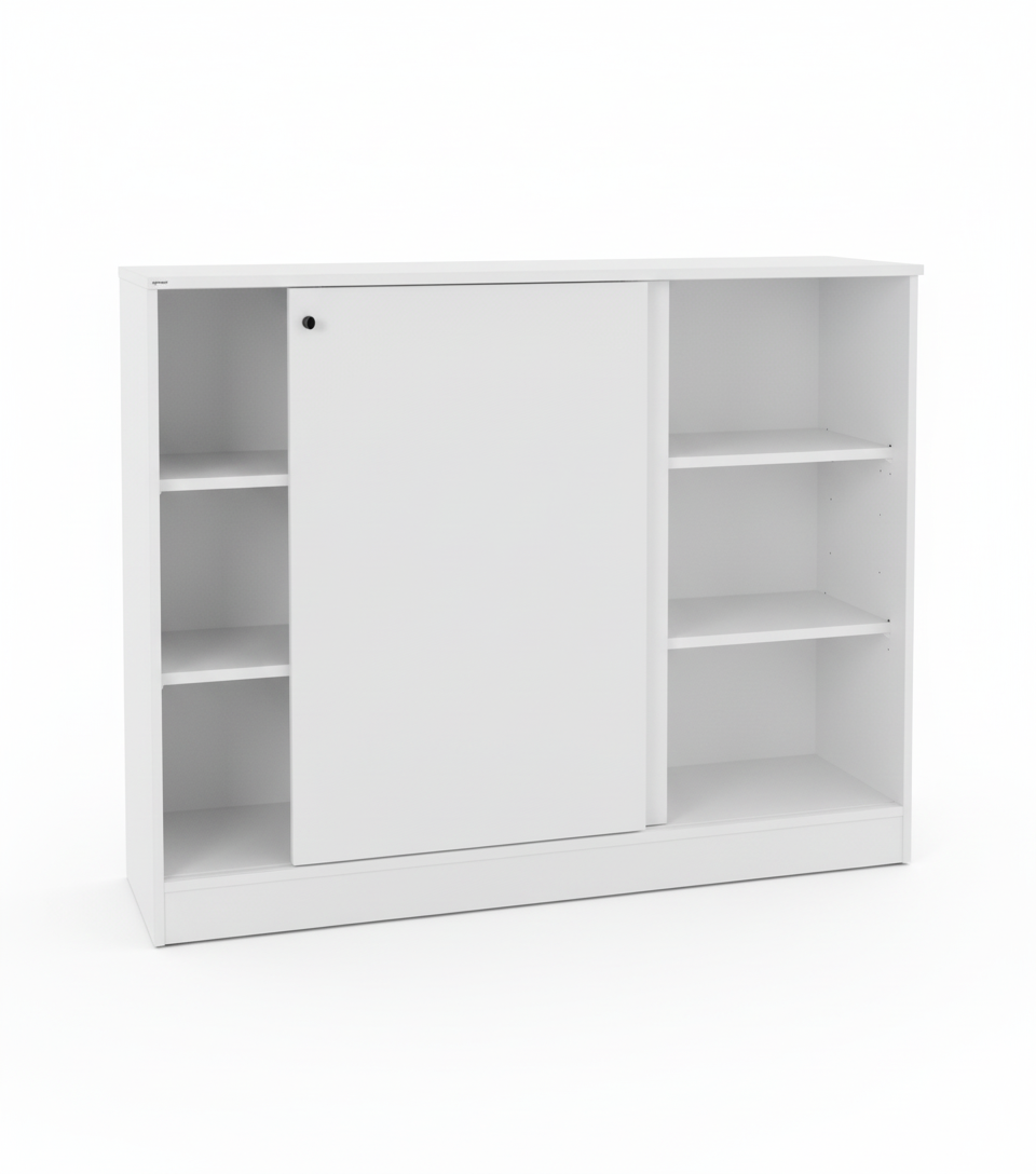 Skap med skyvedør, hvit, til kontoret