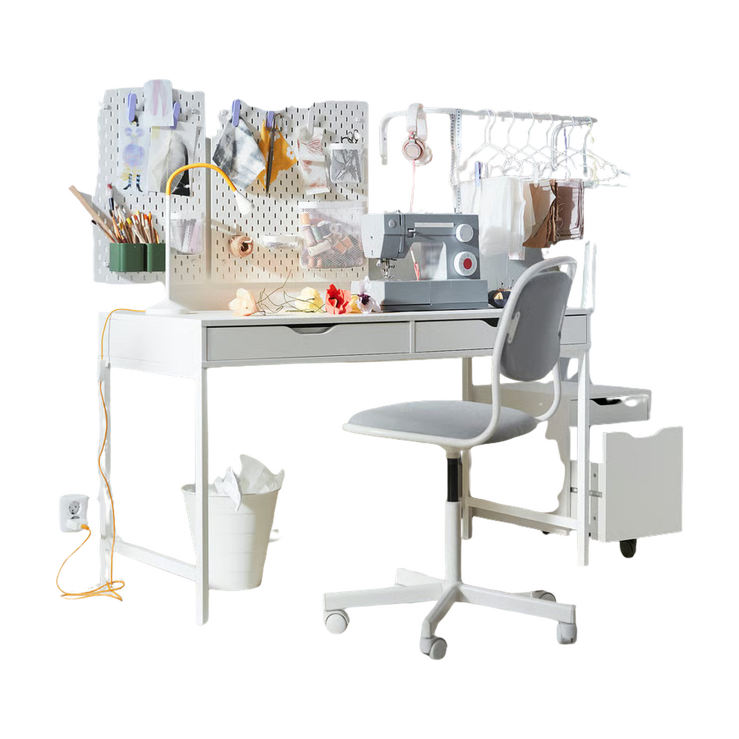 (132x58) IKEA Alex skrivebord i hvit