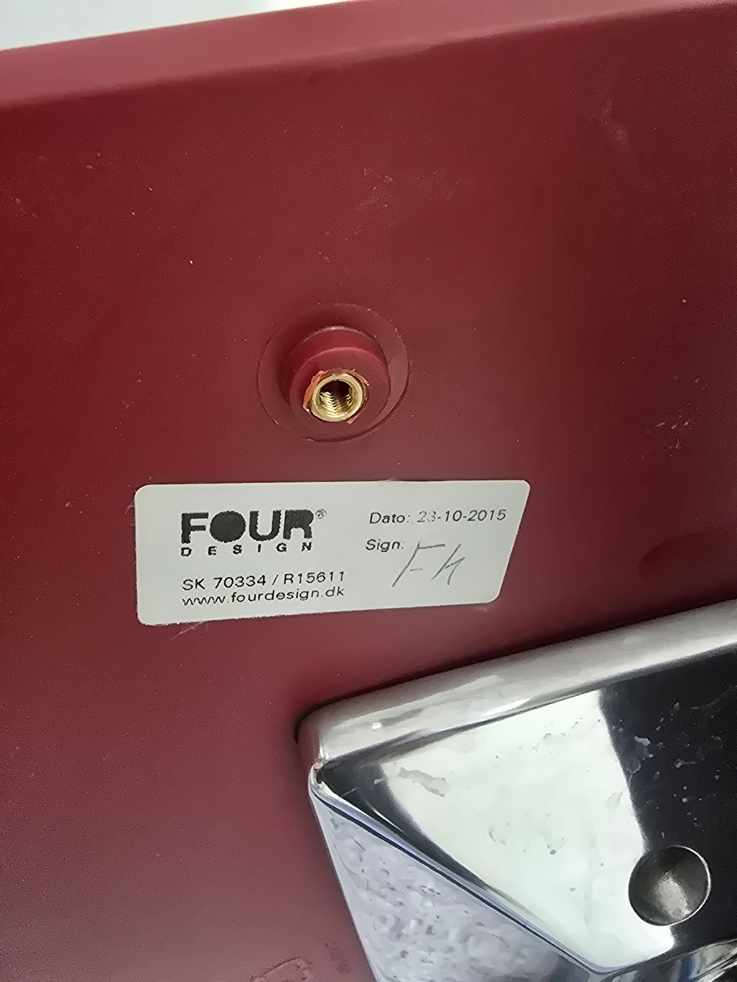 Stolbenk m/ rød stoler