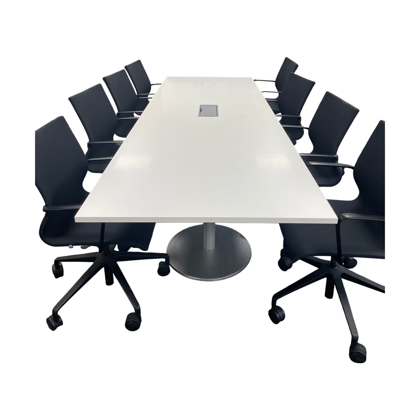 Møtebord, hvit laminat, 300x100 cm