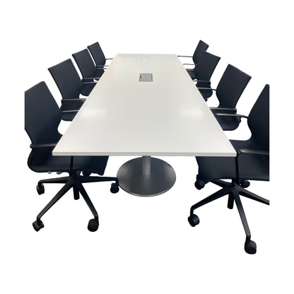 Møtebord, hvit laminat, 300x100 cm