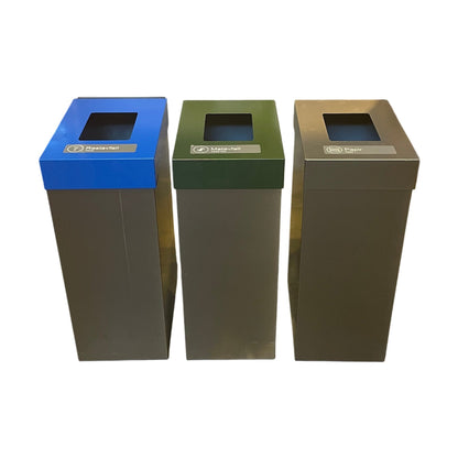 Sett med 3 stk avfallsbøtter med lukeåpning, 43x32x79 cm