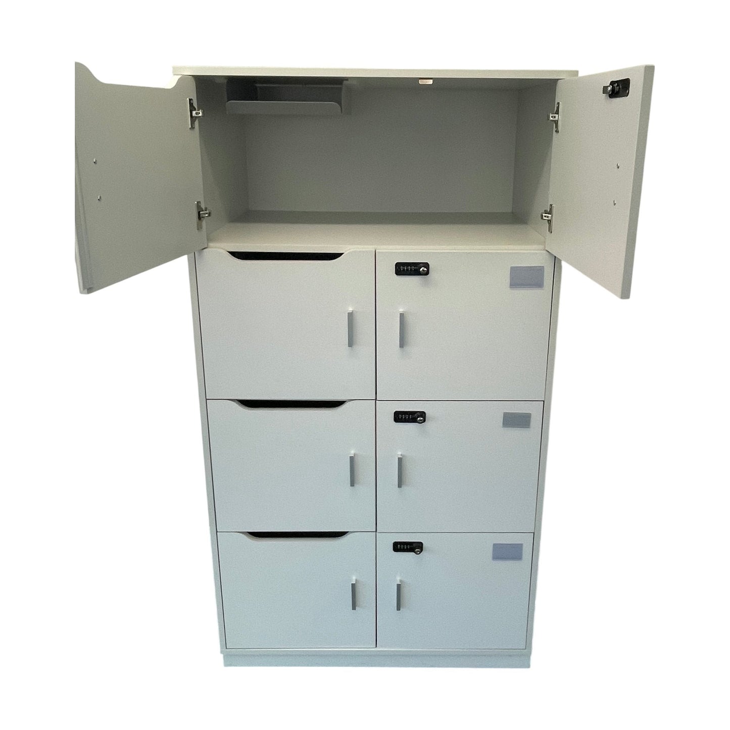 Låseskap i hvit fra Lehmann, 6 rom, 166 cm høy