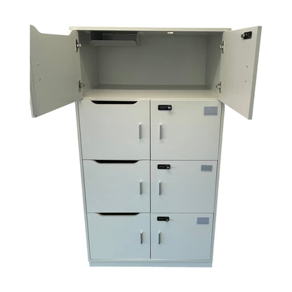 Låseskap i hvit fra Lehmann, 6 rom, 166 cm høy