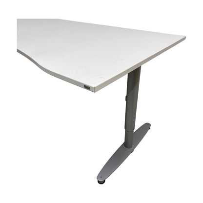 Manuelt hev/senk skrivebord fra Kinnarps, hvit, 180x80 cm