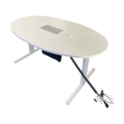 Techo Ovalt møtebord, hvit laminat, 160x90 cm