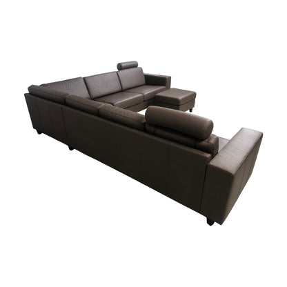 Solution sjeselong sofa i brunt skinn, fra A-Møbler