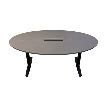 Ovalt møtebord i grå, 180x100 cm
