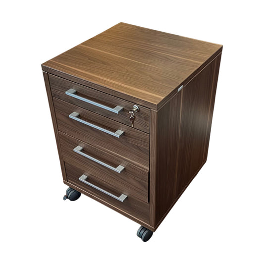 Låsbar skuffeseksjon på hjul med 4 skuffer