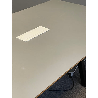 Møtebord, grå plate med sort understell, 180x100 cm